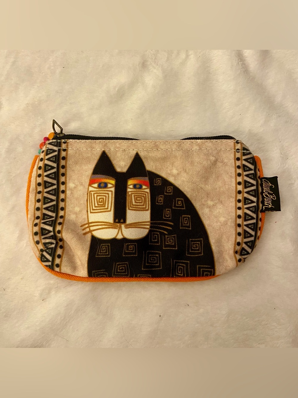 Laurel Burch Black Cat Pouch with Orange Trim